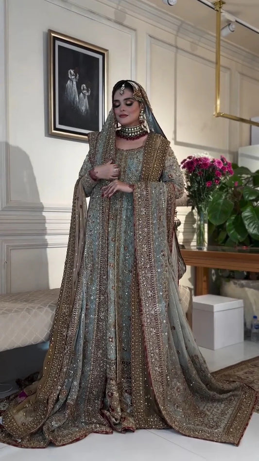 Haris Shakeel | 3 Piece Unstitched Embroidered Bridal Dress | Maharani