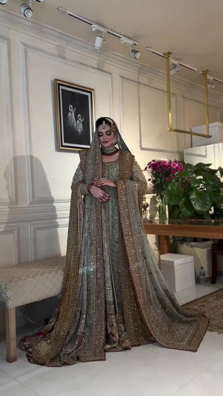 Haris Shakeel | 3 Piece Unstitched Embroidered Bridal Dress | Maharani