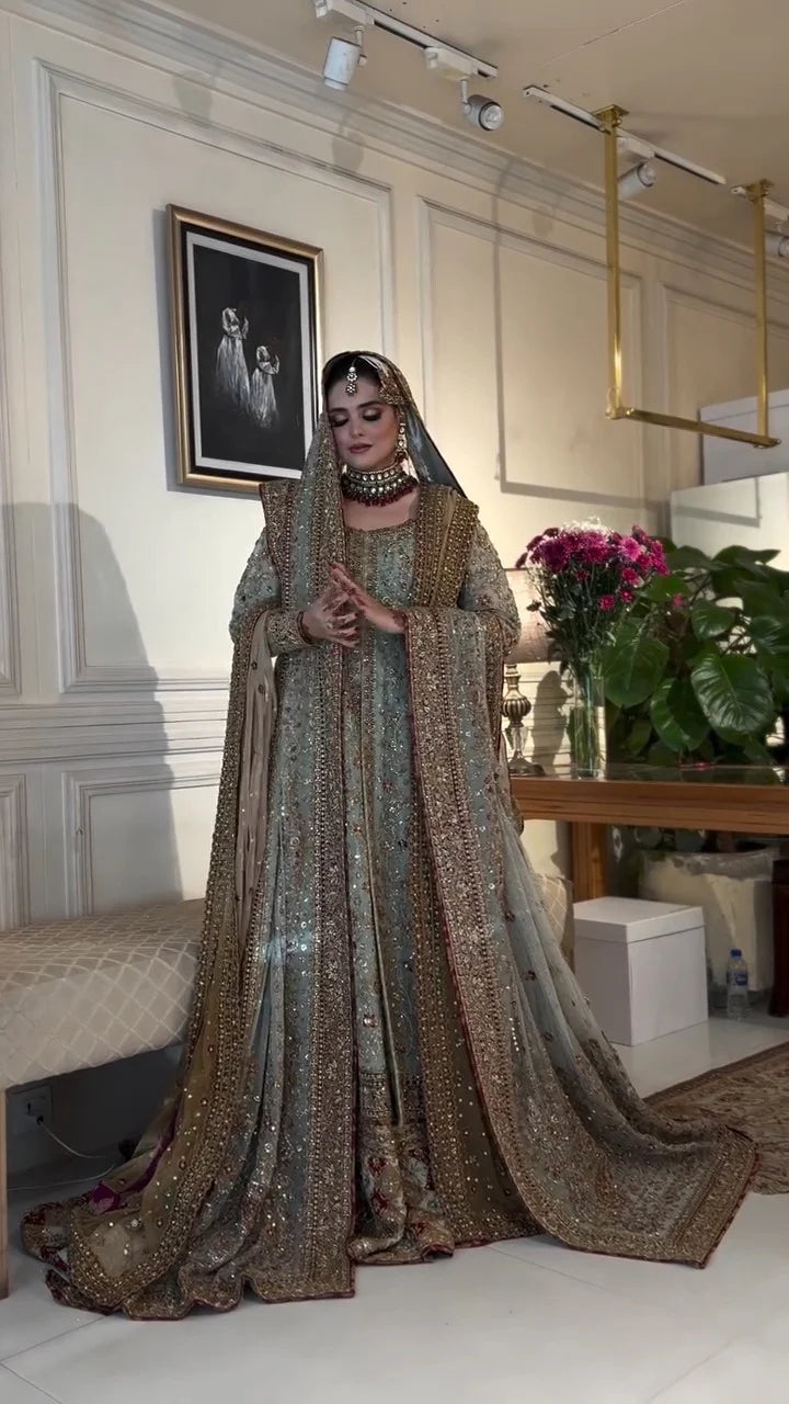 Haris Shakeel | 3 Piece Unstitched Embroidered Bridal Dress | Maharani