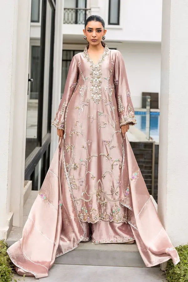 Sunniya Mahahil | 3 Piece Unstitched Embroidered Zari Fabric | Emerra