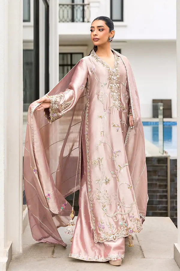 Sunniya Mahahil | 3 Piece Unstitched Embroidered Zari Fabric | Emerra
