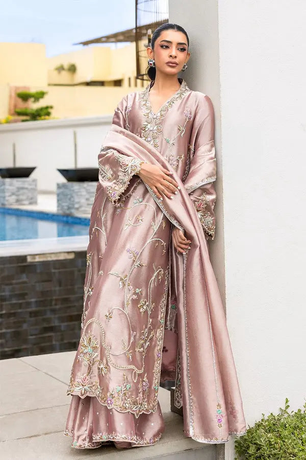 Sunniya Mahahil | 3 Piece Unstitched Embroidered Zari Fabric | Emerra