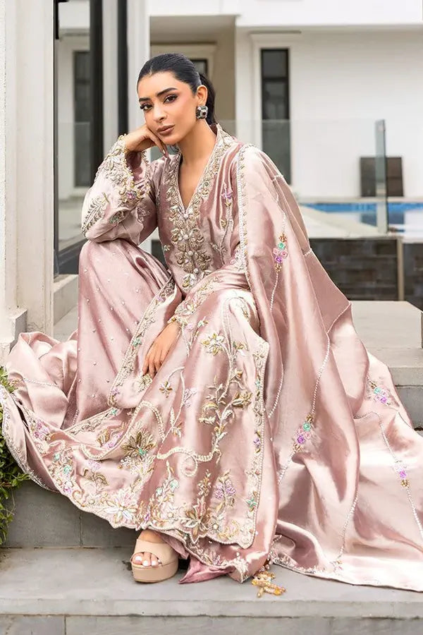 Sunniya Mahahil | 3 Piece Unstitched Embroidered Zari Fabric | Emerra