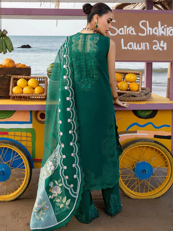 Crimson | Unstitched Embroidered Lawn Saira Shakira Pret | Ulysses Seaweed- Green 2A