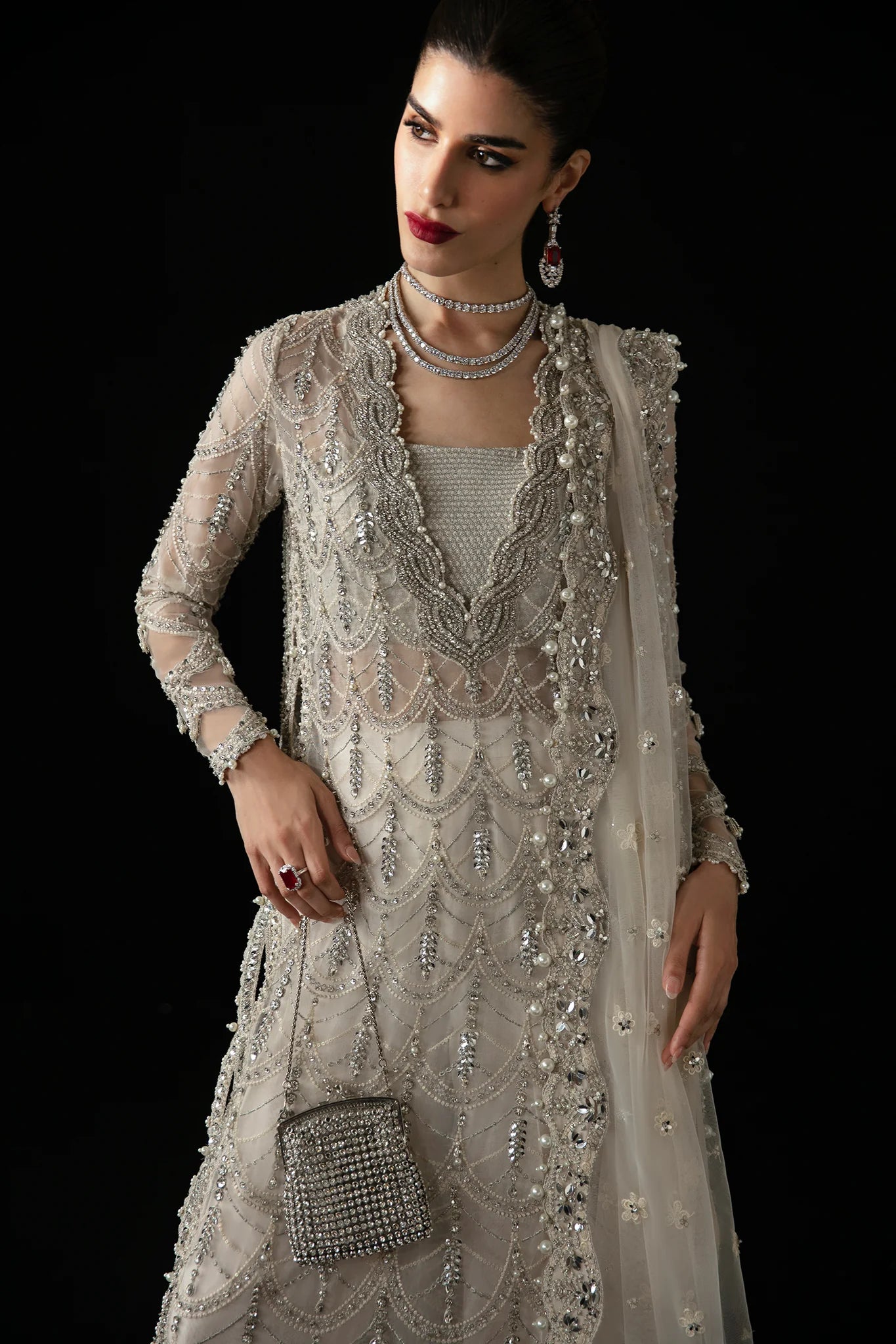 Elan | 3 Piece Unstitched Embroidered Organza | Lumiere De Neig
