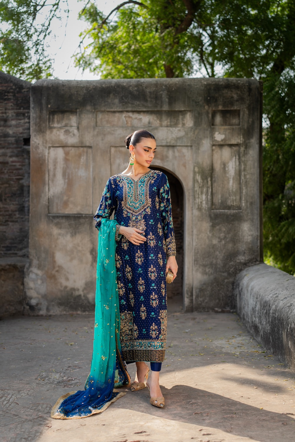 Vintage | 3 Piece Unstitched Embroidered Sheesha Silk | Zohra