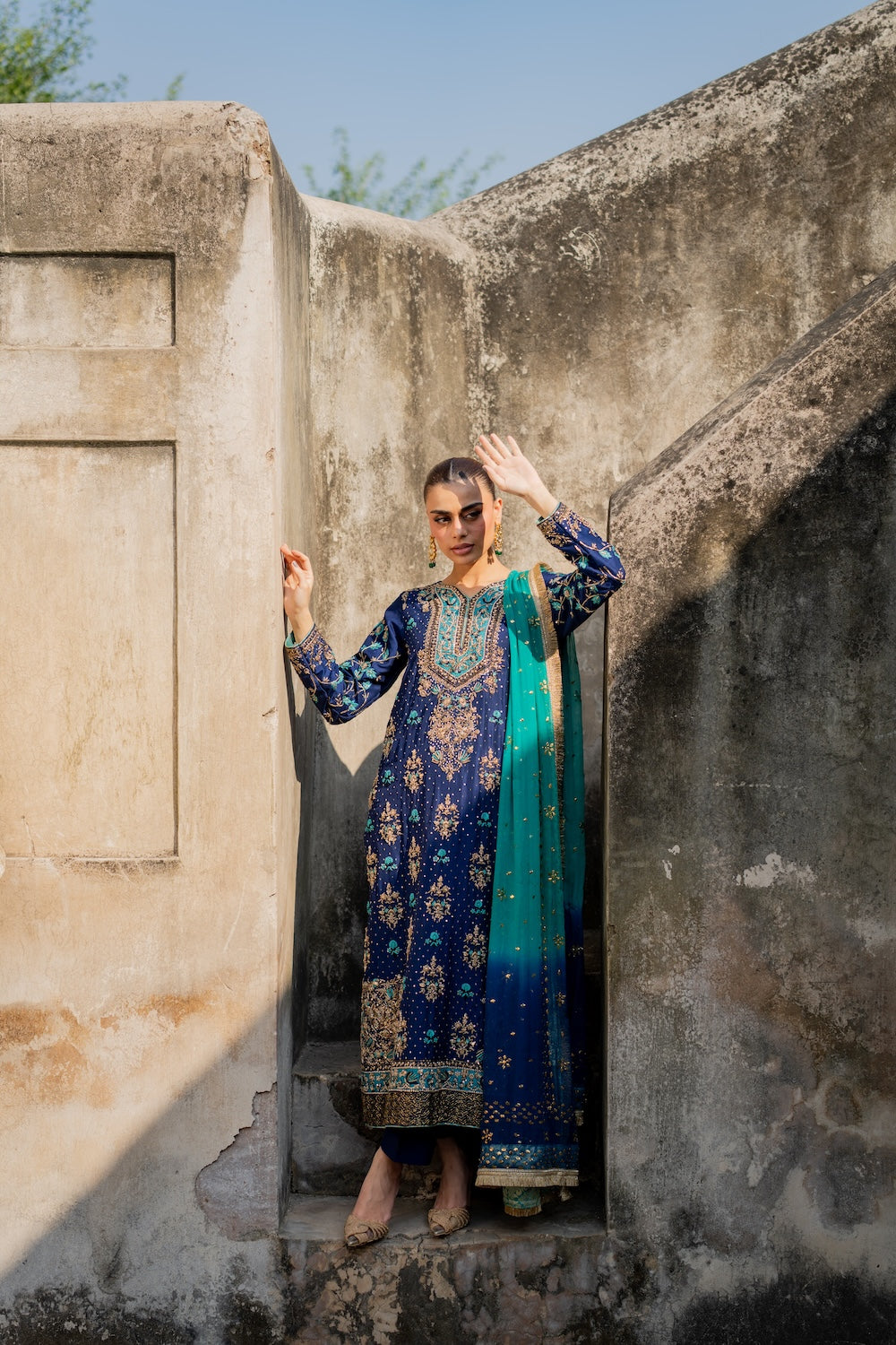 Vintage | 3 Piece Unstitched Embroidered Sheesha Silk | Zohra