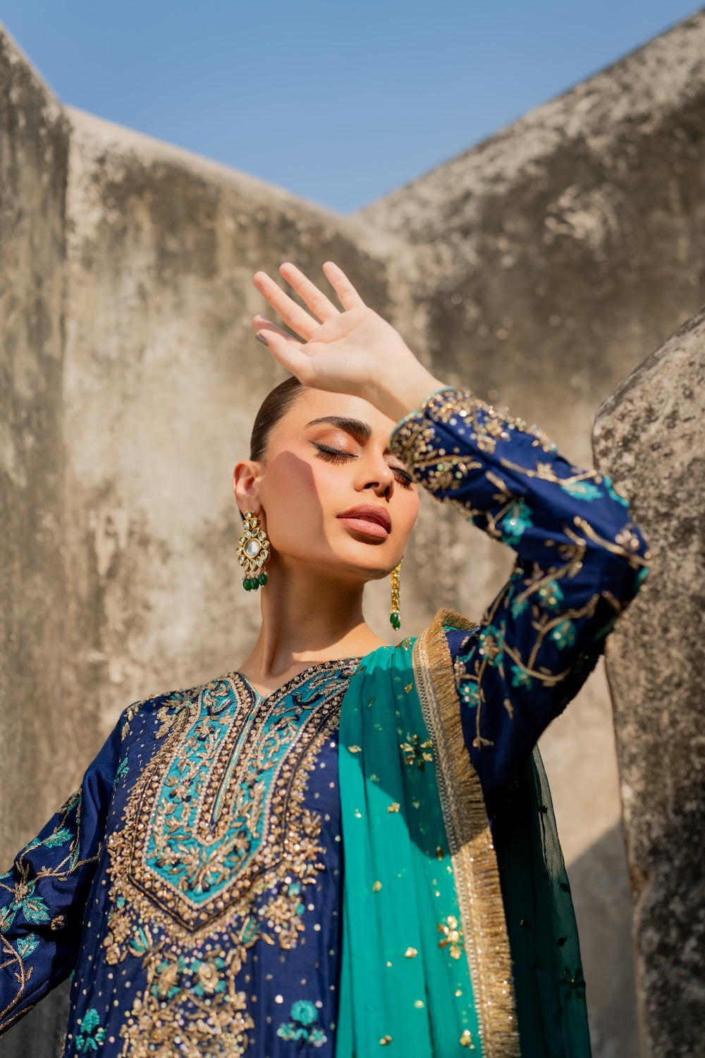 Vintage | 3 Piece Unstitched Embroidered Sheesha Silk | Zohra