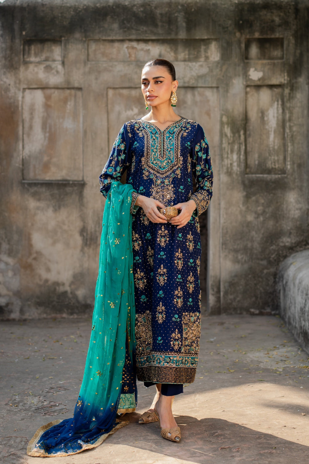 Vintage | 3 Piece Unstitched Embroidered Sheesha Silk | Zohra