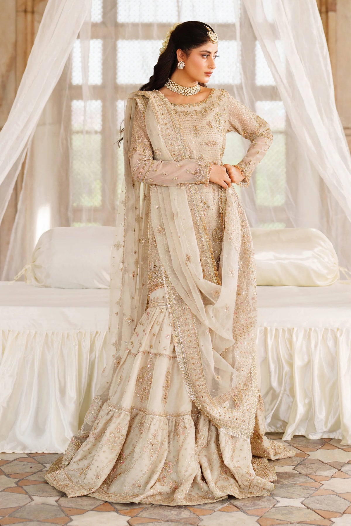 Naqshi | 3 Piece Unstitched Embroidered Organza Dress | Aneeqa