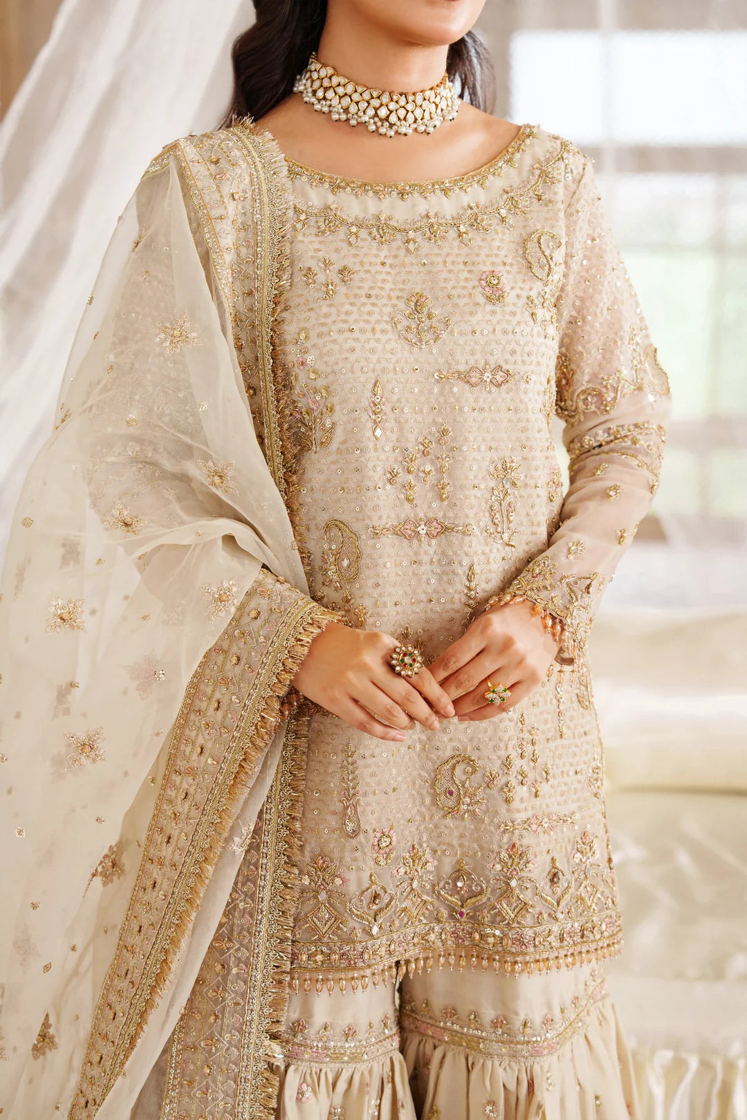 Naqshi | 3 Piece Unstitched Embroidered Organza Dress | Aneeqa
