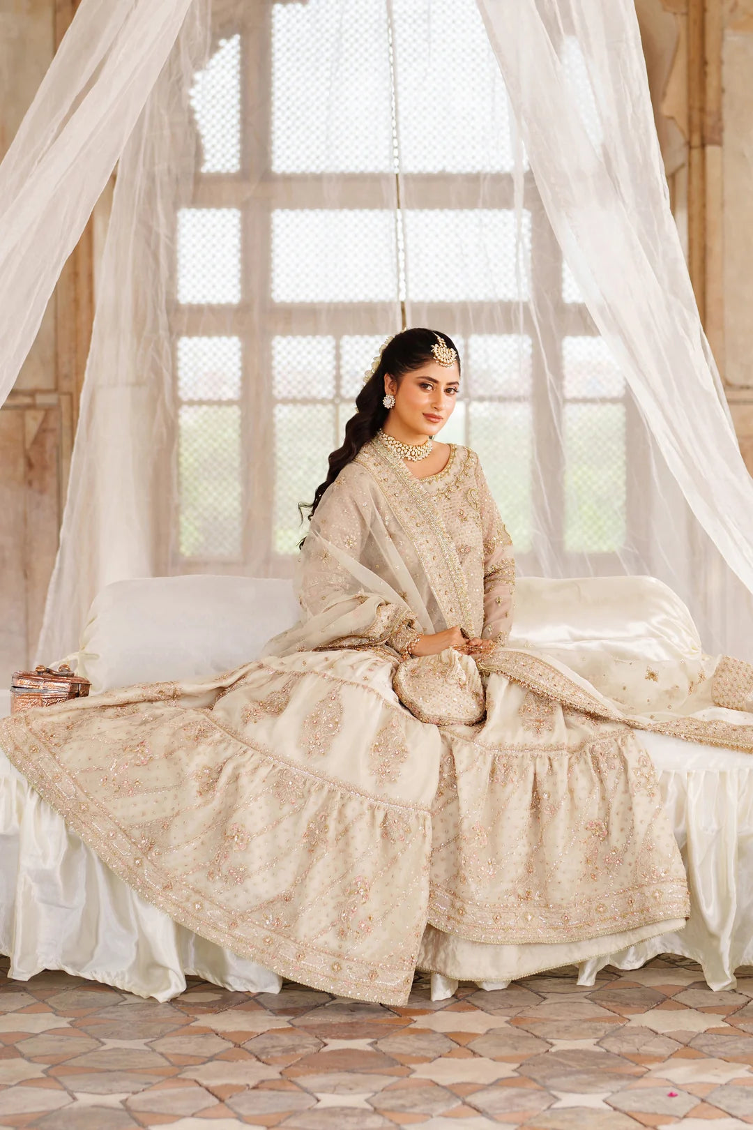 Naqshi | 3 Piece Unstitched Embroidered Organza Dress | Aneeqa