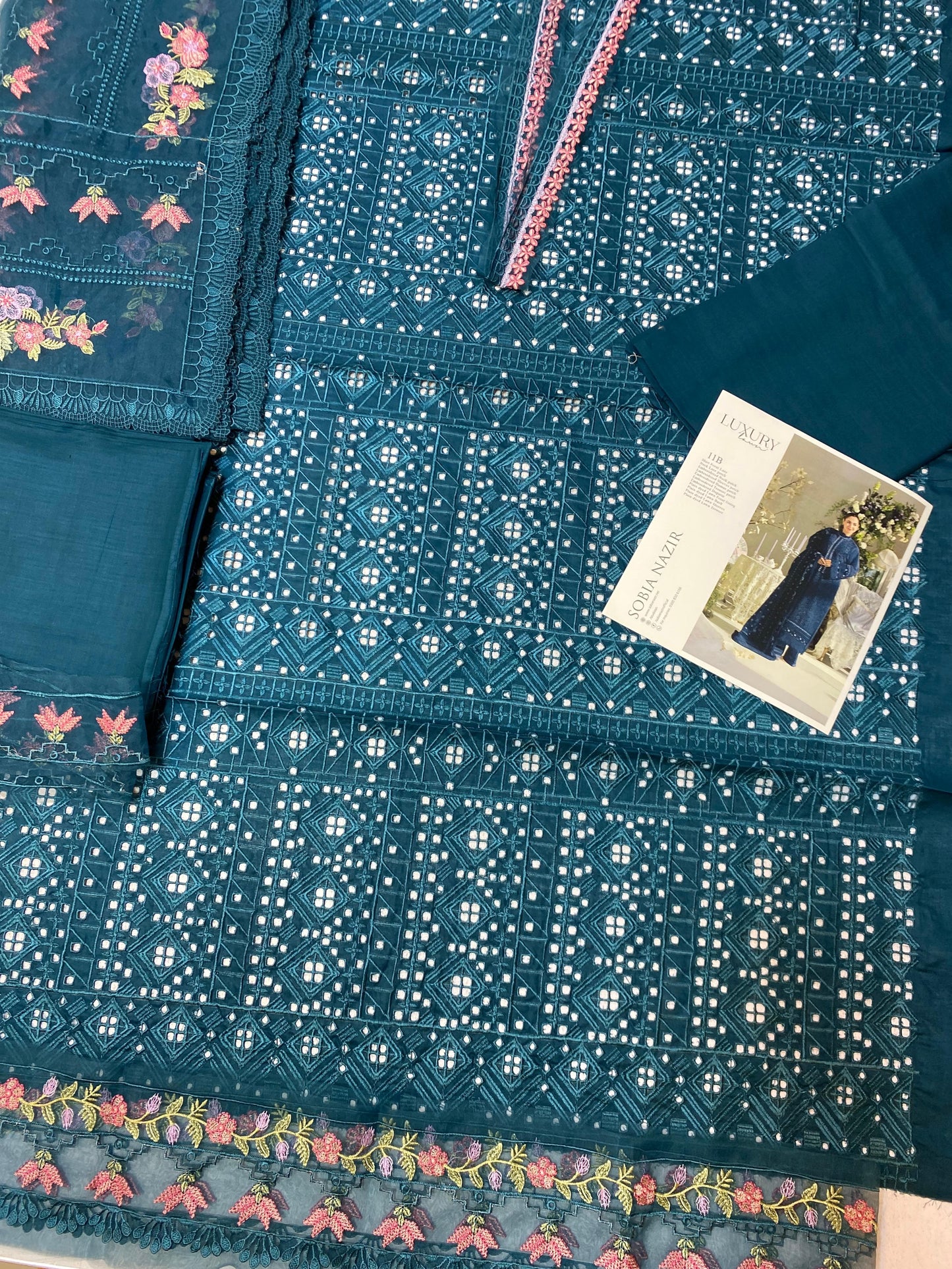 Sobia Nazir | 3 Piece Unstitched Embroidered Lawn | L25-11B - Zinc
