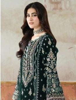 Aneelas | 3 Piece Unstitched Embroidered Velvet | VT-02