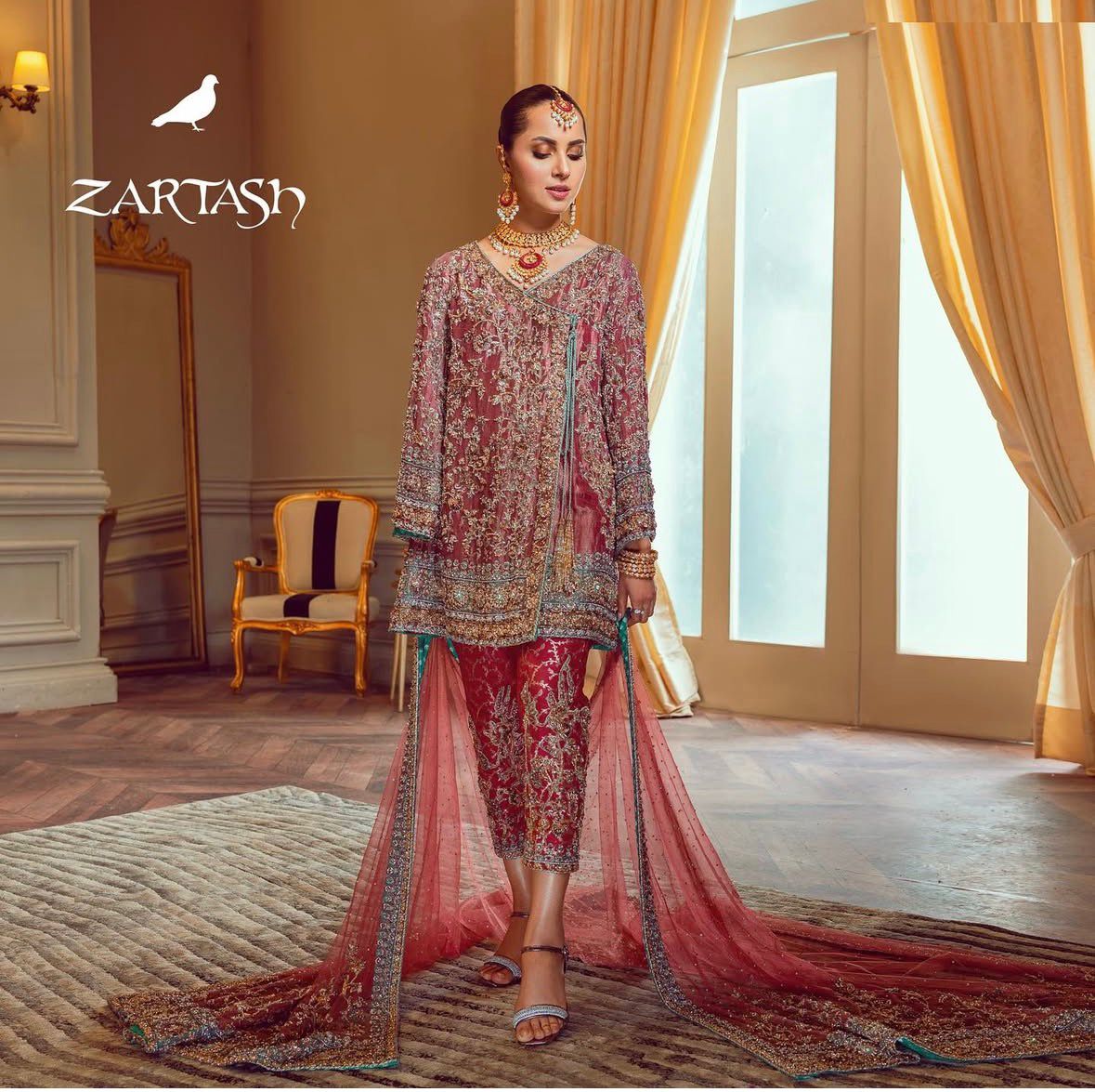 Zartash | 3 Piece Unstitched Embroidered Organza Net | Novara-13