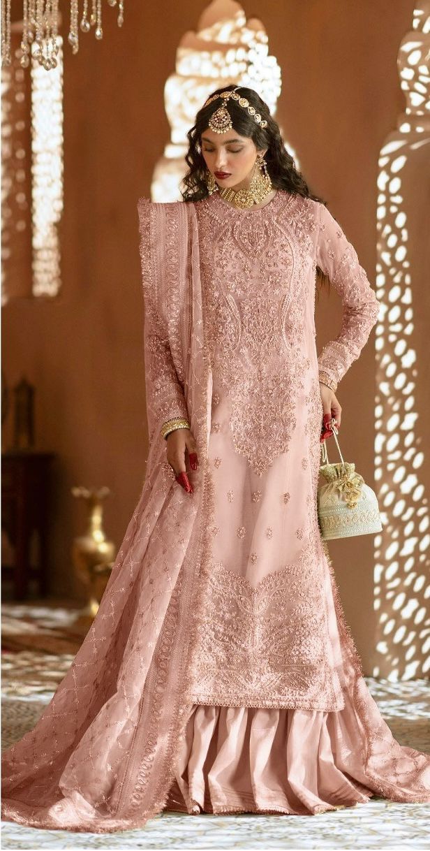 Zevk | 3 Piece Unstitched Embroidered Organza Shararah | Ruhaani Begum | 4 Colors