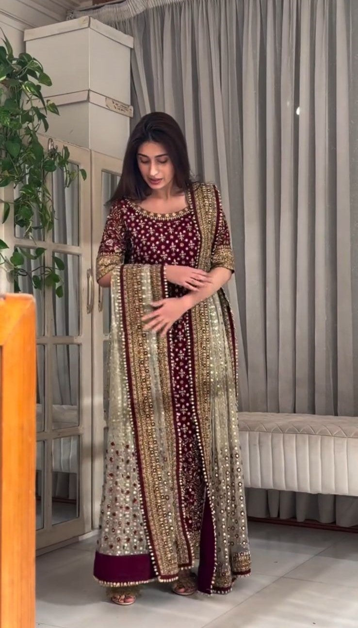 Haris Shakeel | 3 Piece Unstitched Embroidered Tussle Silk | Areesha