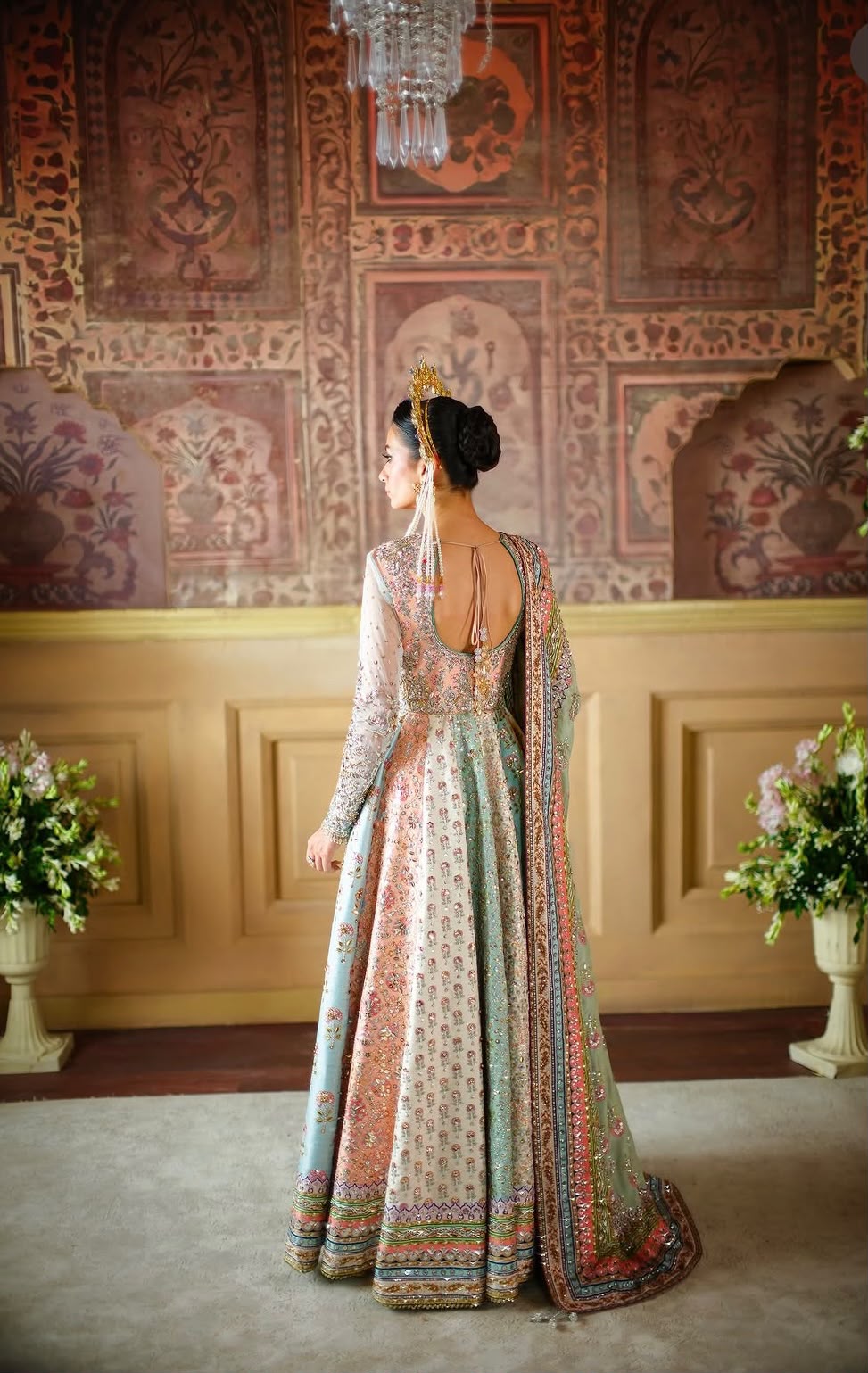 Nomi Ansari | 3 Piece Unstitched Embroidered Bridal Dress | Pastel