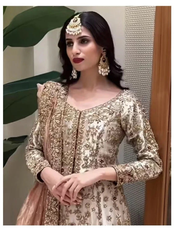 Haris Shakeel | 3 Piece Unstitched Embroidered Tissue Zari Fabric | Dilruba