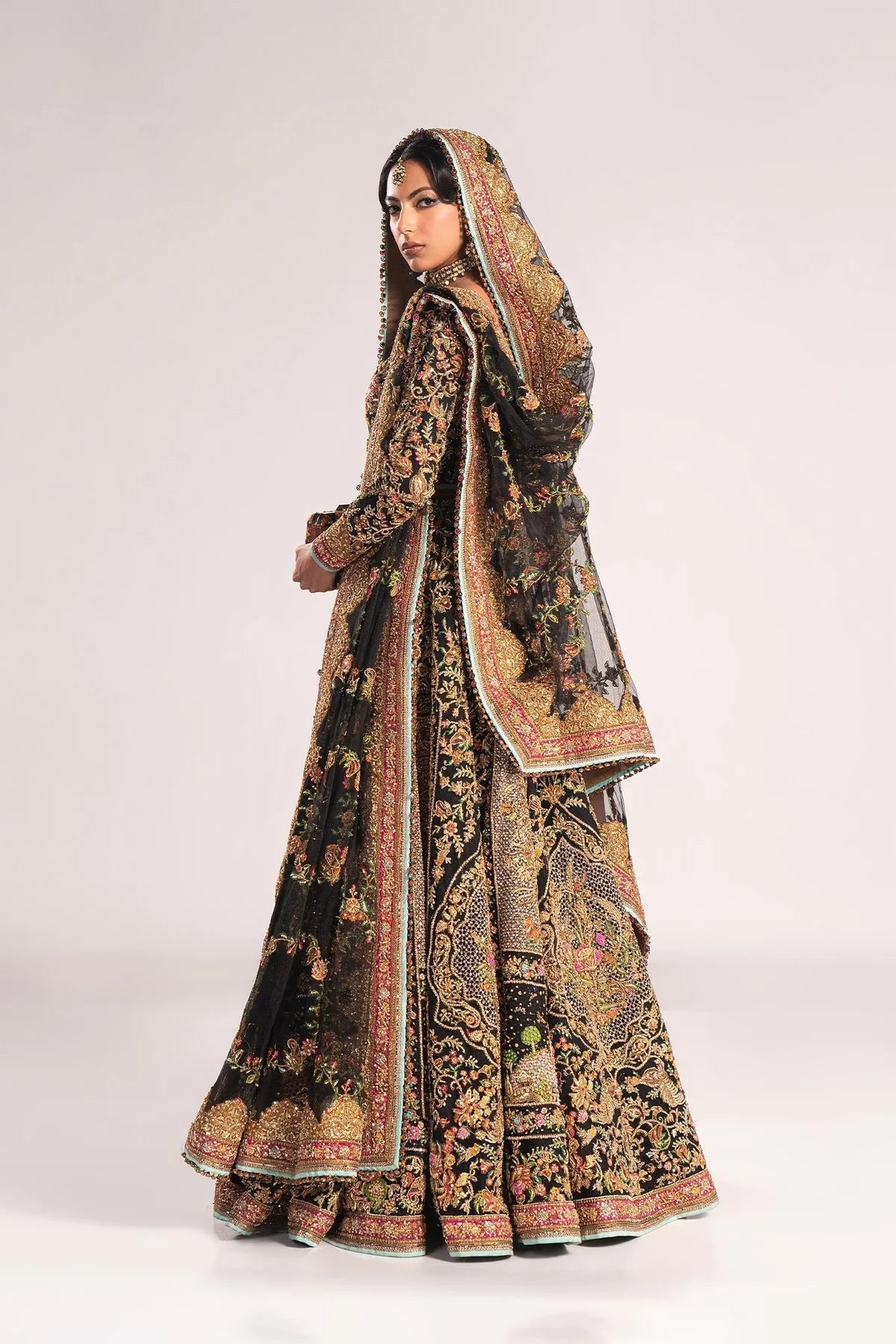 Fahad Hussayn | 3 Piece Unstitched Embroidered Lehenga | Ajooba