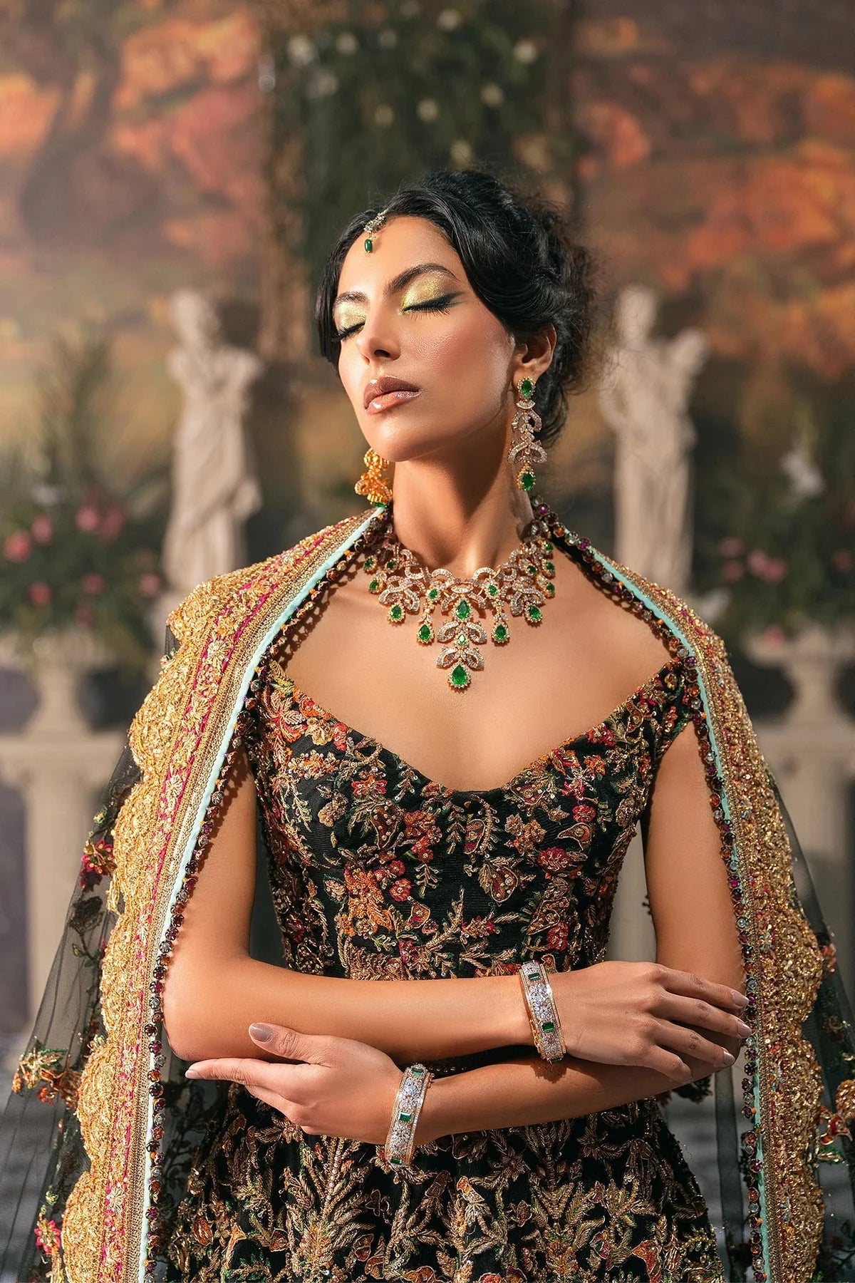 Fahad Hussayn | 3 Piece Unstitched Embroidered Lehenga | Ajooba