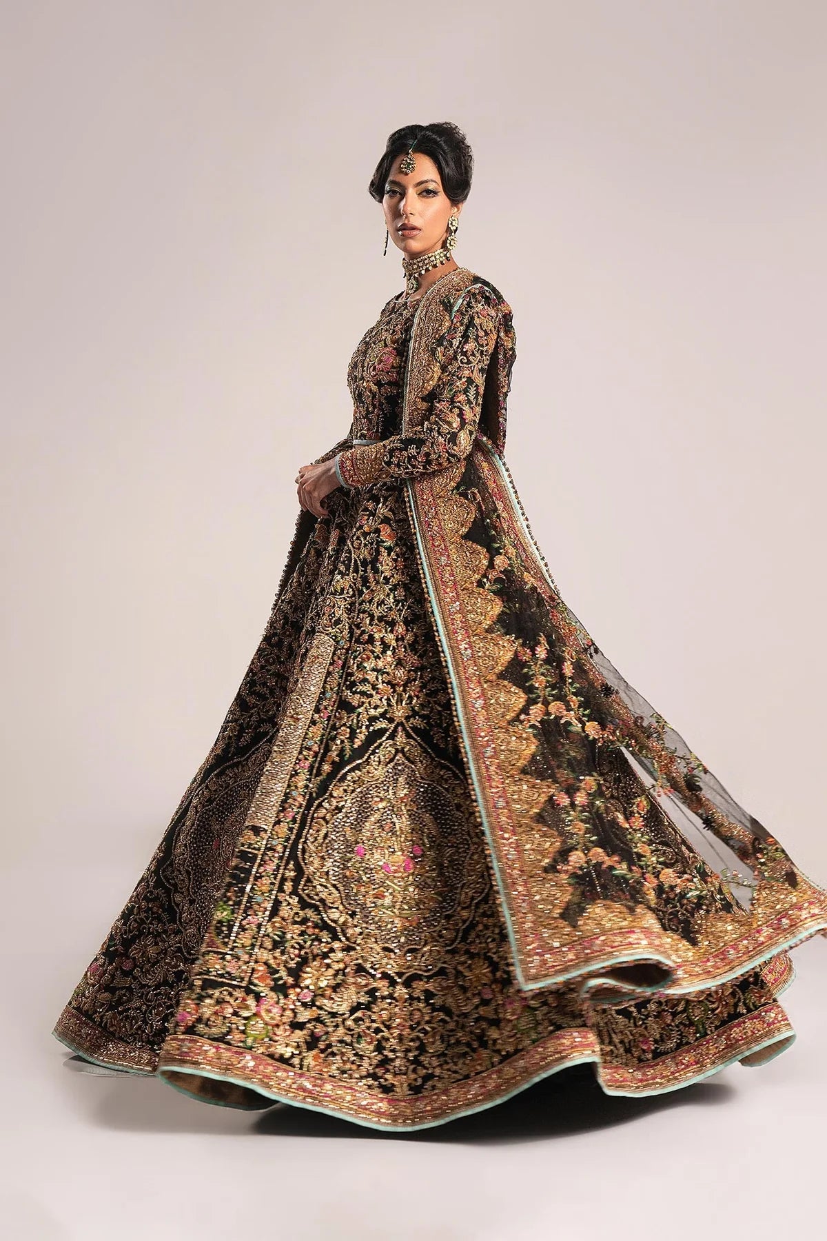 Fahad Hussayn | 3 Piece Unstitched Embroidered Lehenga | Ajooba