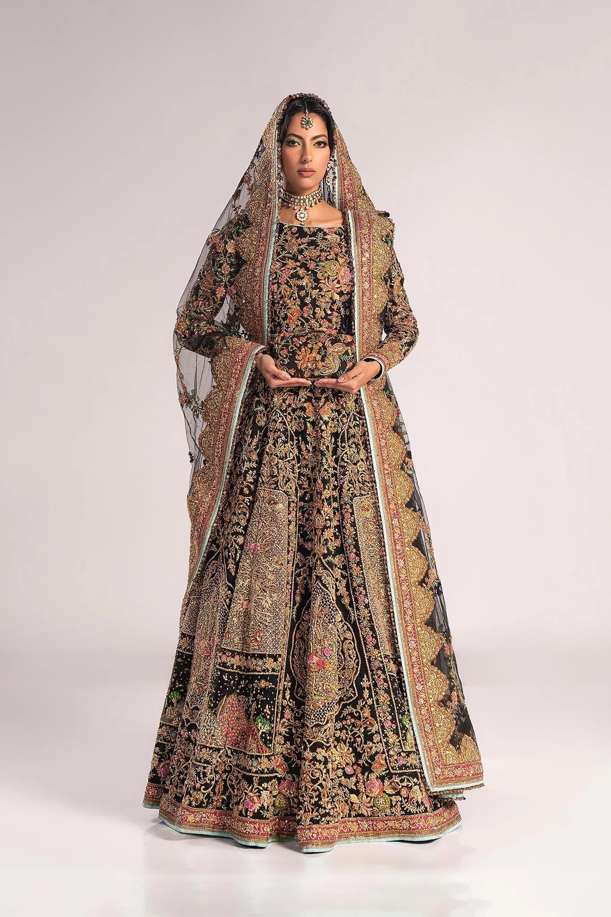 Fahad Hussayn | 3 Piece Unstitched Embroidered Lehenga | Ajooba