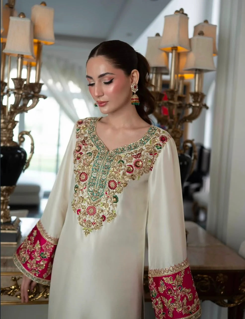 Aleena Khan | 3 Piece Unstitched Embroidered Silk | Noor e Nazar