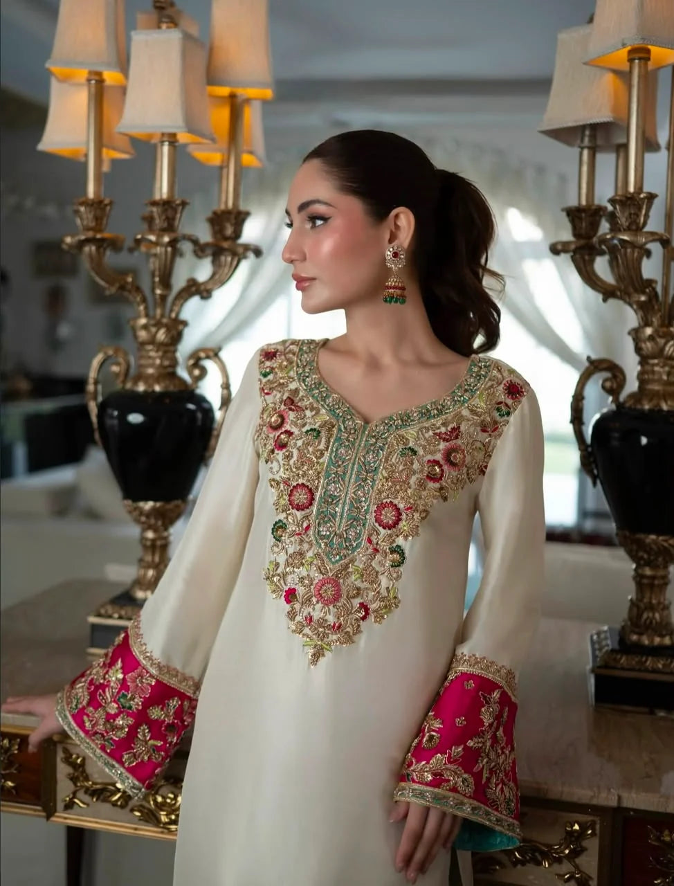 Aleena Khan | 3 Piece Unstitched Embroidered Silk | Noor e Nazar