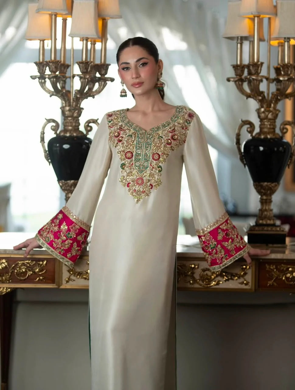 Aleena Khan | 3 Piece Unstitched Embroidered Silk | Noor e Nazar