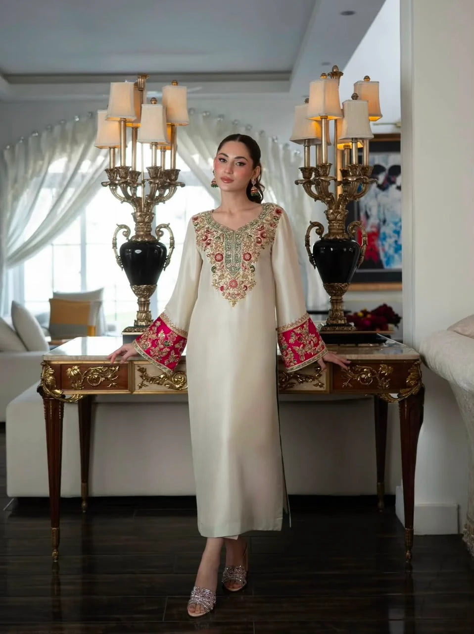 Aleena Khan | 3 Piece Unstitched Embroidered Silk | Noor e Nazar
