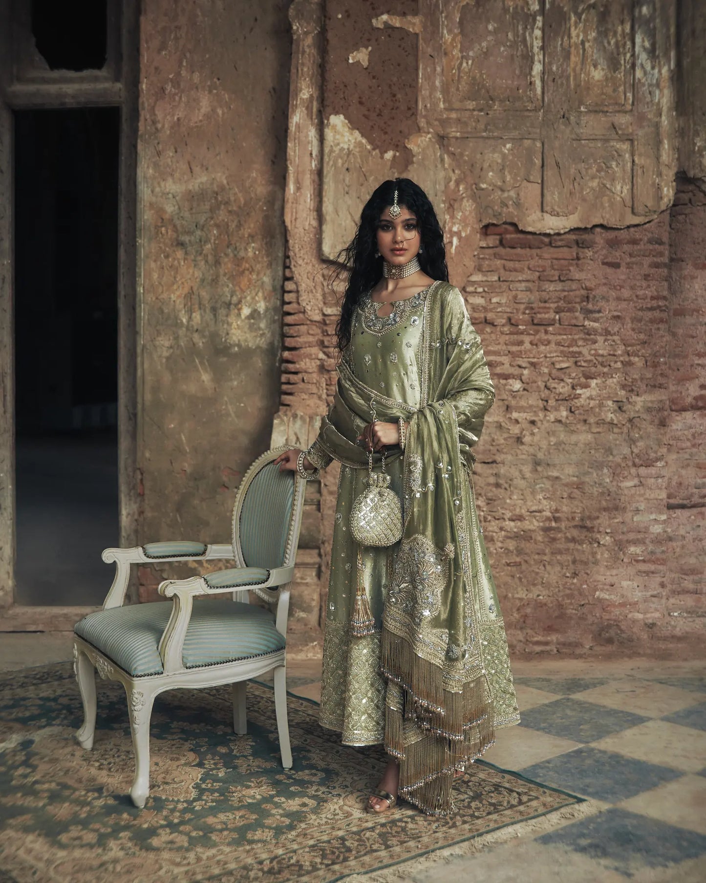 Iqbal Hussain | 3 Piece Unstitched Embroidered Tissue Fabric Formal | CC-21