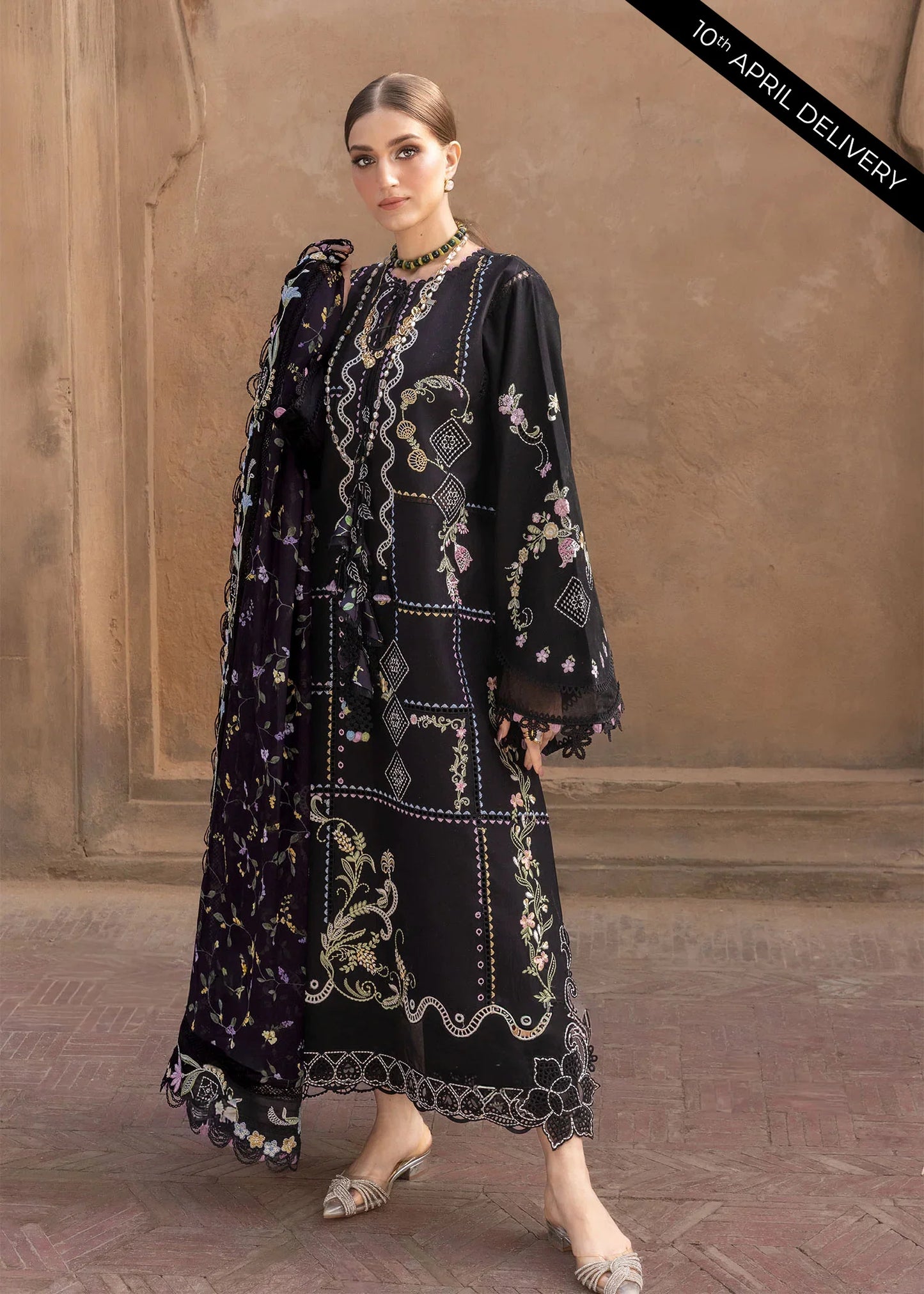 Crimson | 3 Piece Unstitched Embroidered Lawn | Floral Serenity