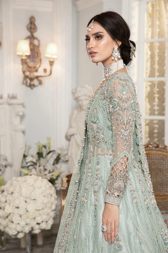 Maria B | 3 Piece Unstitched Embroidered Bridal | Aqua Pista Green - Ex142