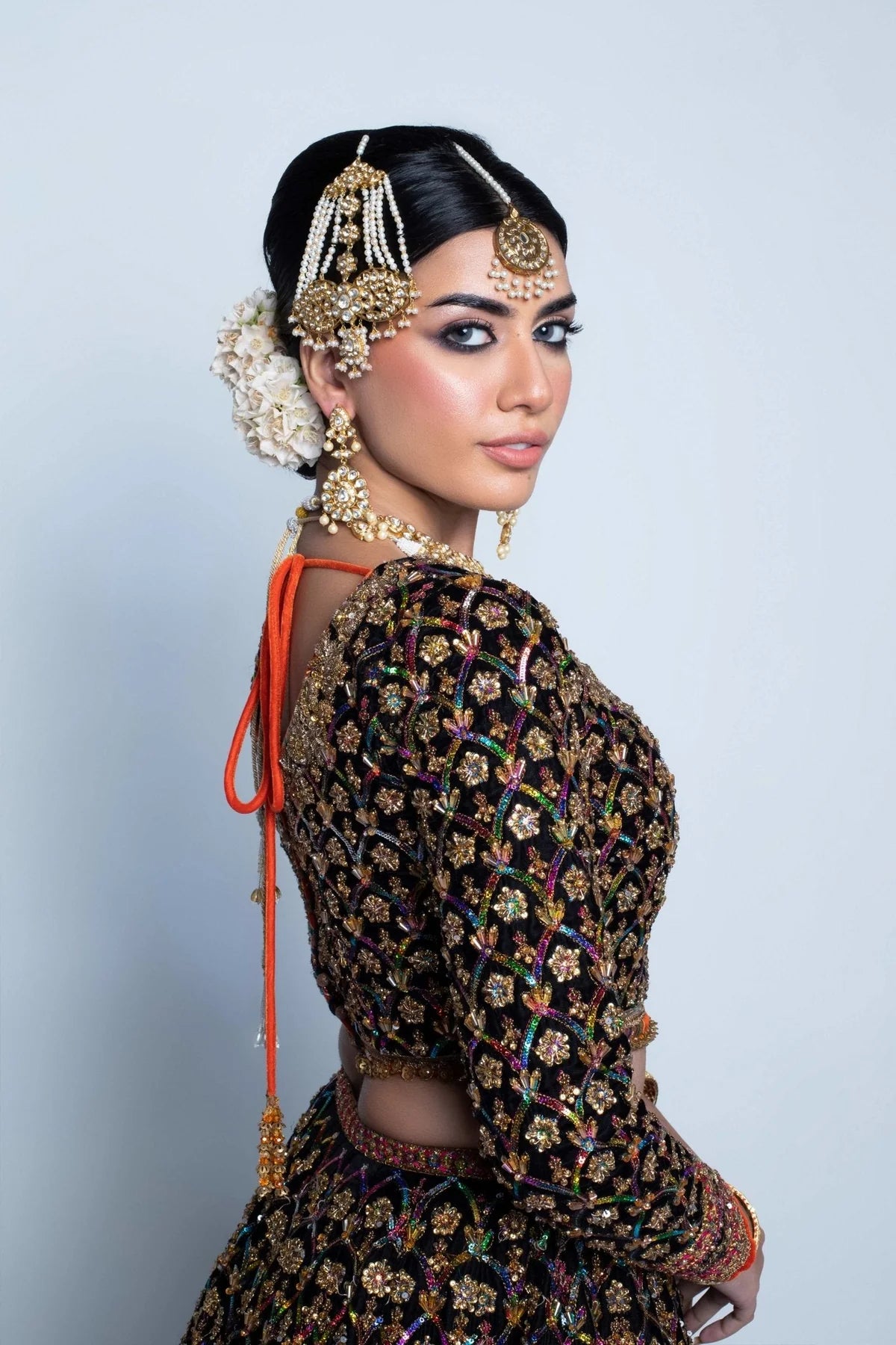 Fahad Hussyan | 3 Piece Unstitched Lehenga Cholo with Crystals  | NAUSHAYZ