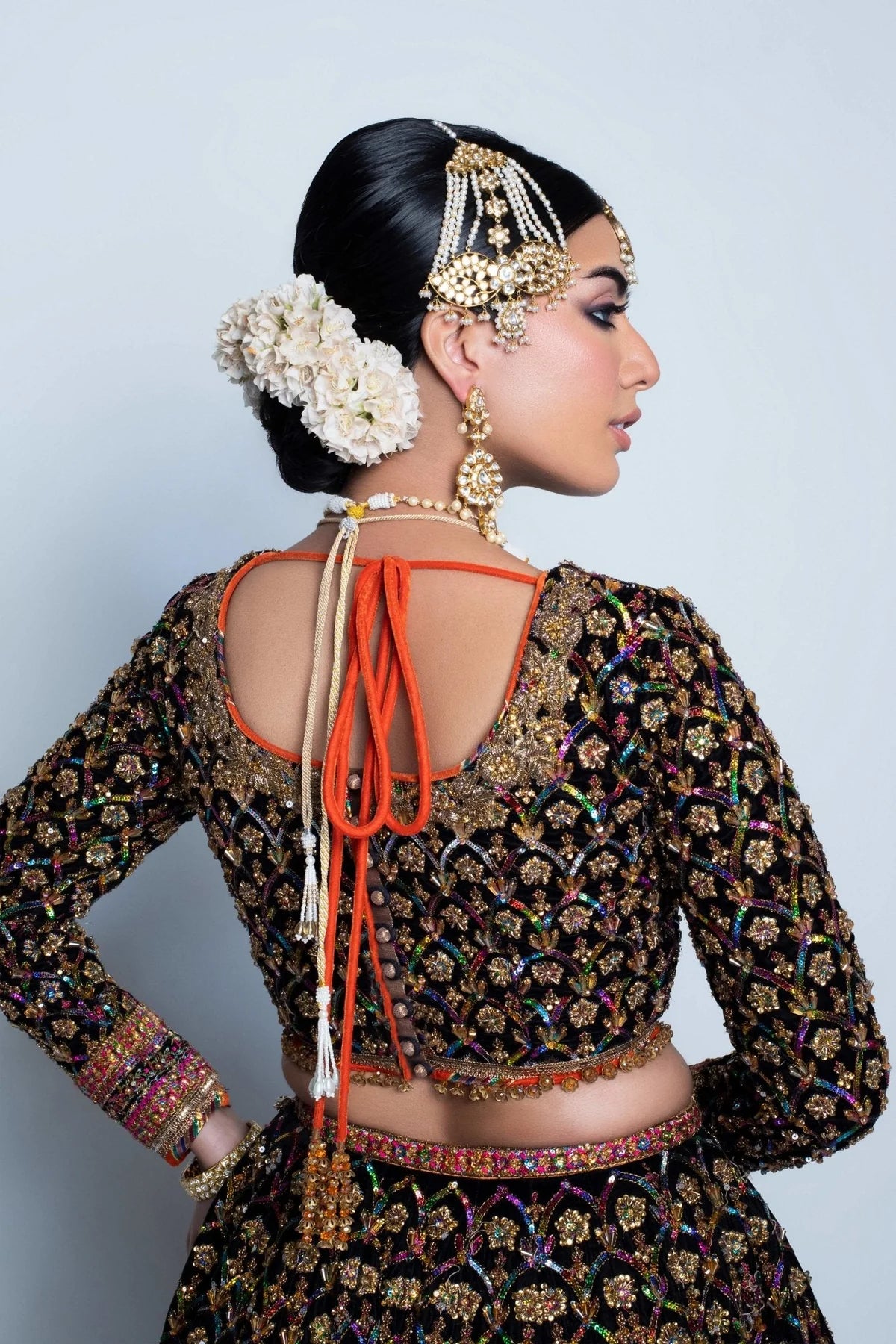 Fahad Hussyan | 3 Piece Unstitched Lehenga Cholo with Crystals  | NAUSHAYZ