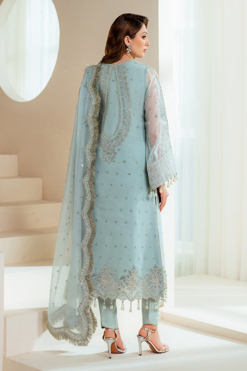 Alizeh | 3 Piece Unstitched Embroidered Tussle Silk | AF-BHM-V01-D4-01 - Sky Blue