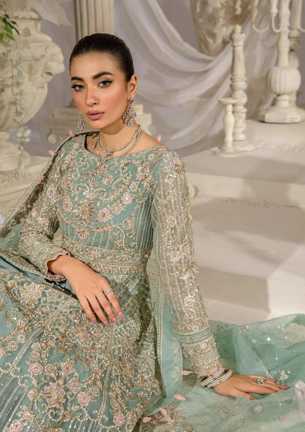 Elaf Premium | 3 Piece Unstitched Embroidered Organza | EFE-02-ELSA