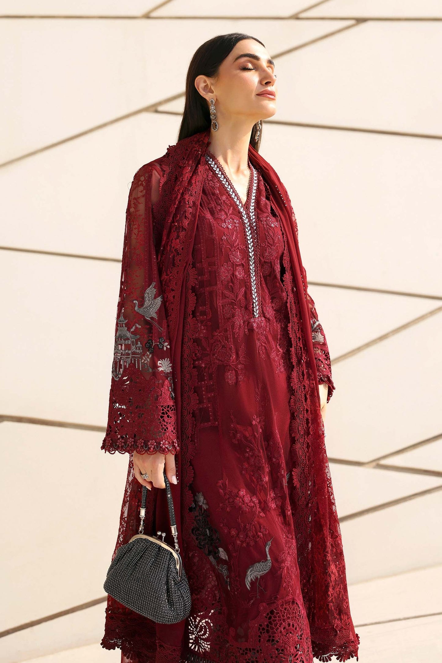 Maria B. | 3 Piece Unstitched Embroidered Net Suit | D-2607-A