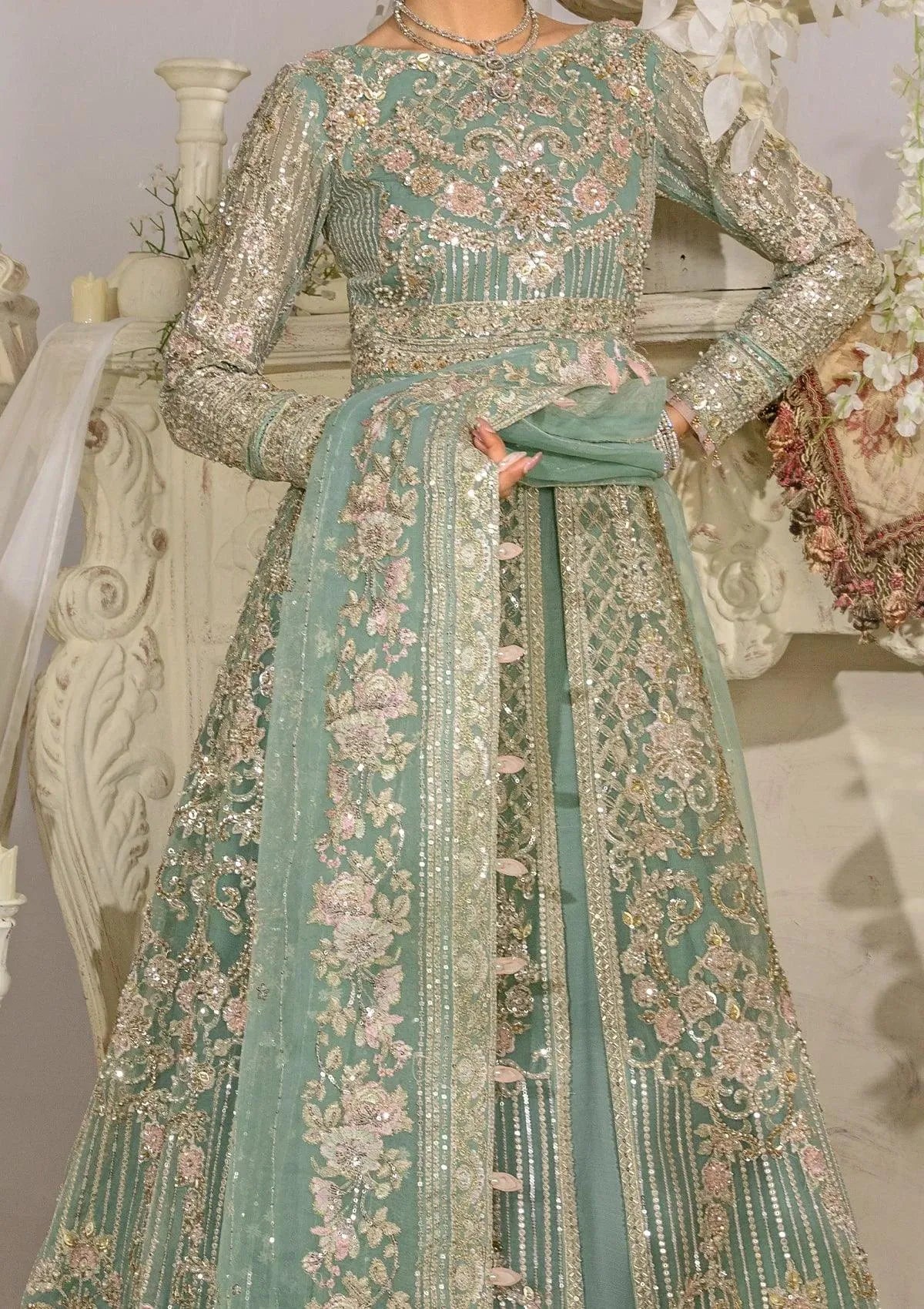 Elaf Premium | 3 Piece Unstitched Embroidered Organza | EFE-02-ELSA