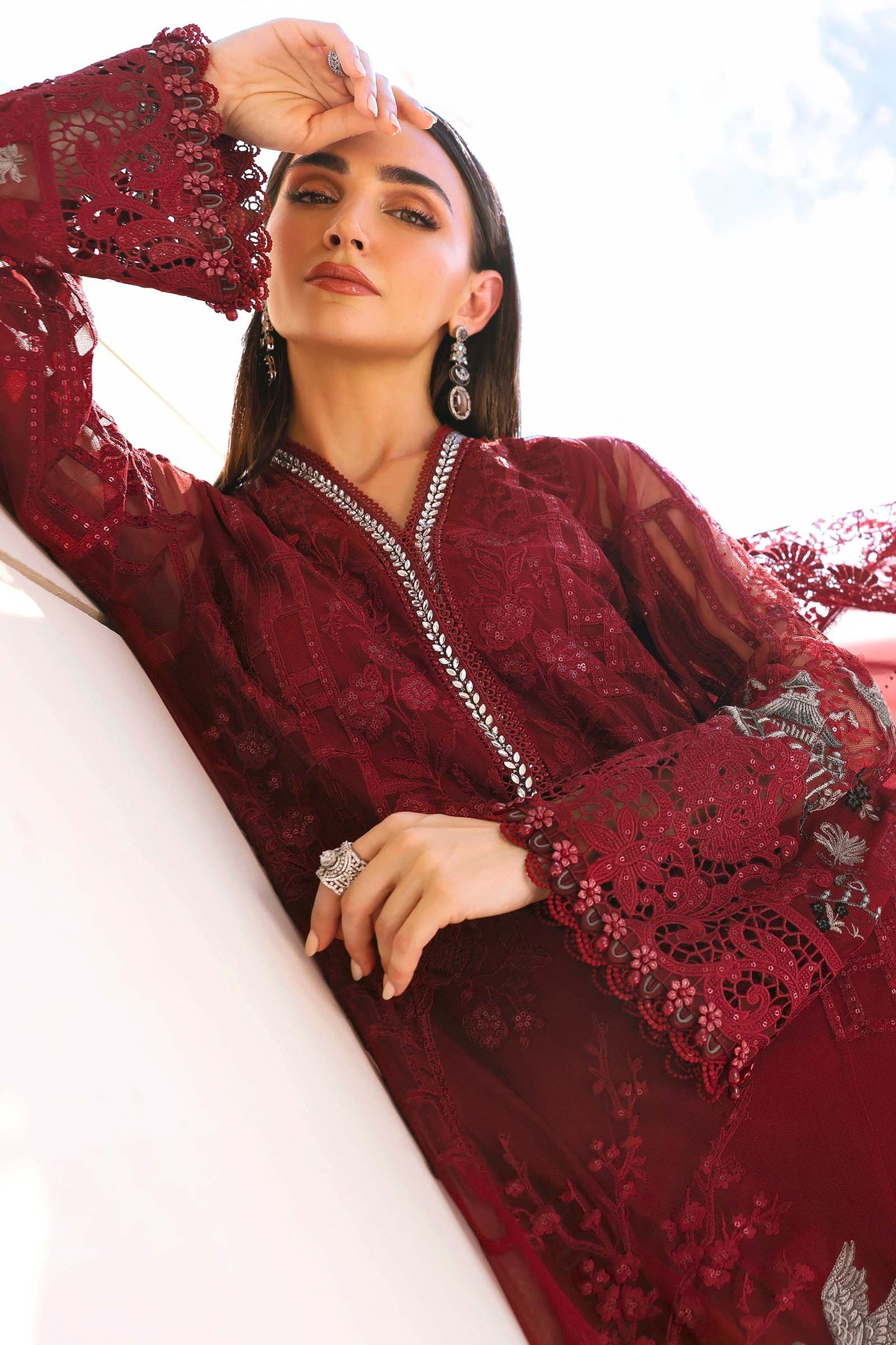 Maria B. | 3 Piece Unstitched Embroidered Net Suit | D-2607-A