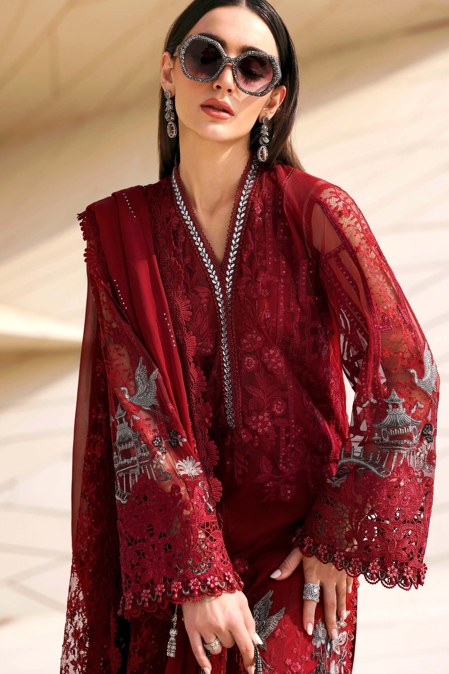 Maria B. | 3 Piece Unstitched Embroidered Net Suit | D-2607-A