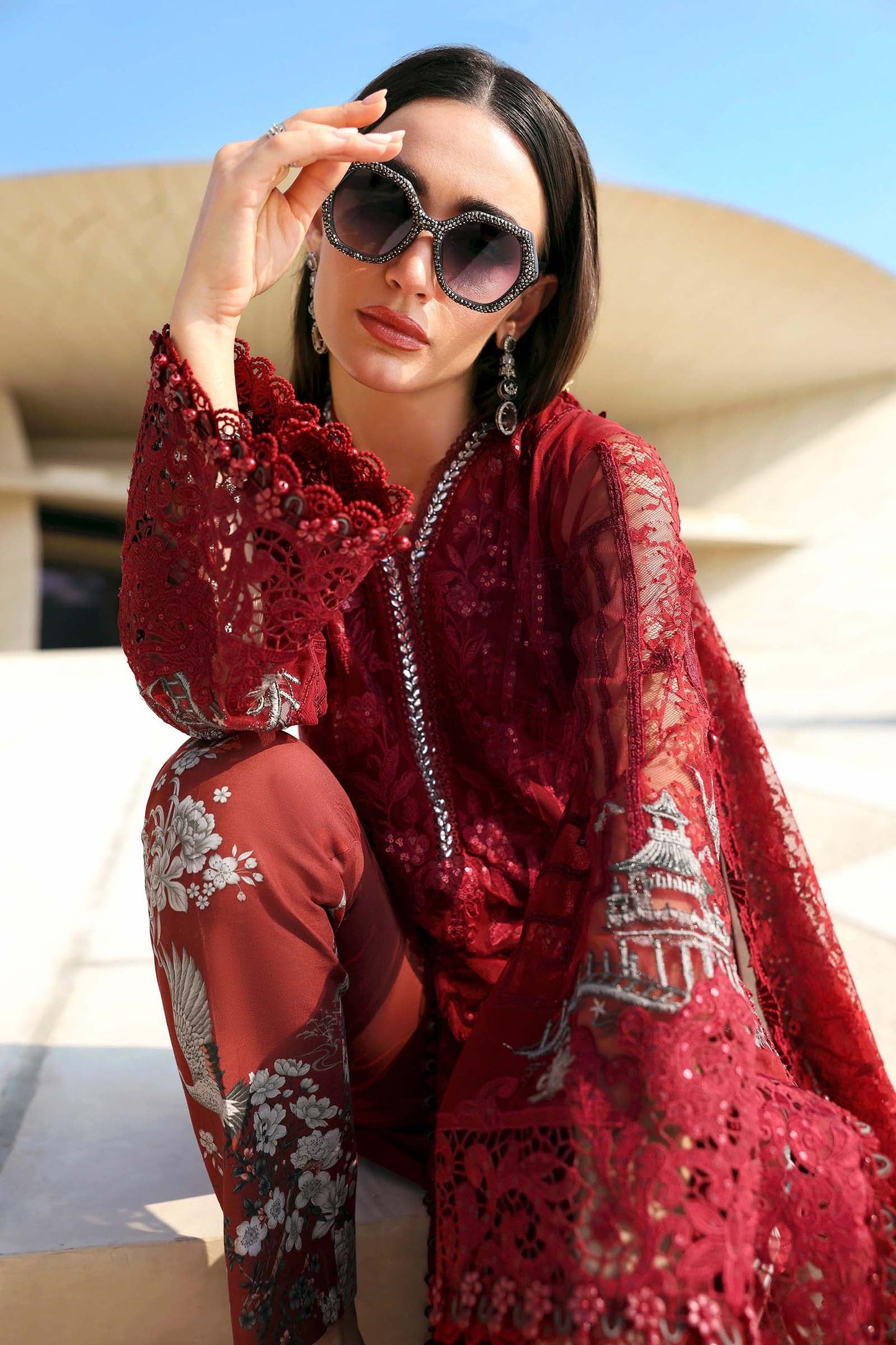 Maria B. | 3 Piece Unstitched Embroidered Net Suit | D-2607-A