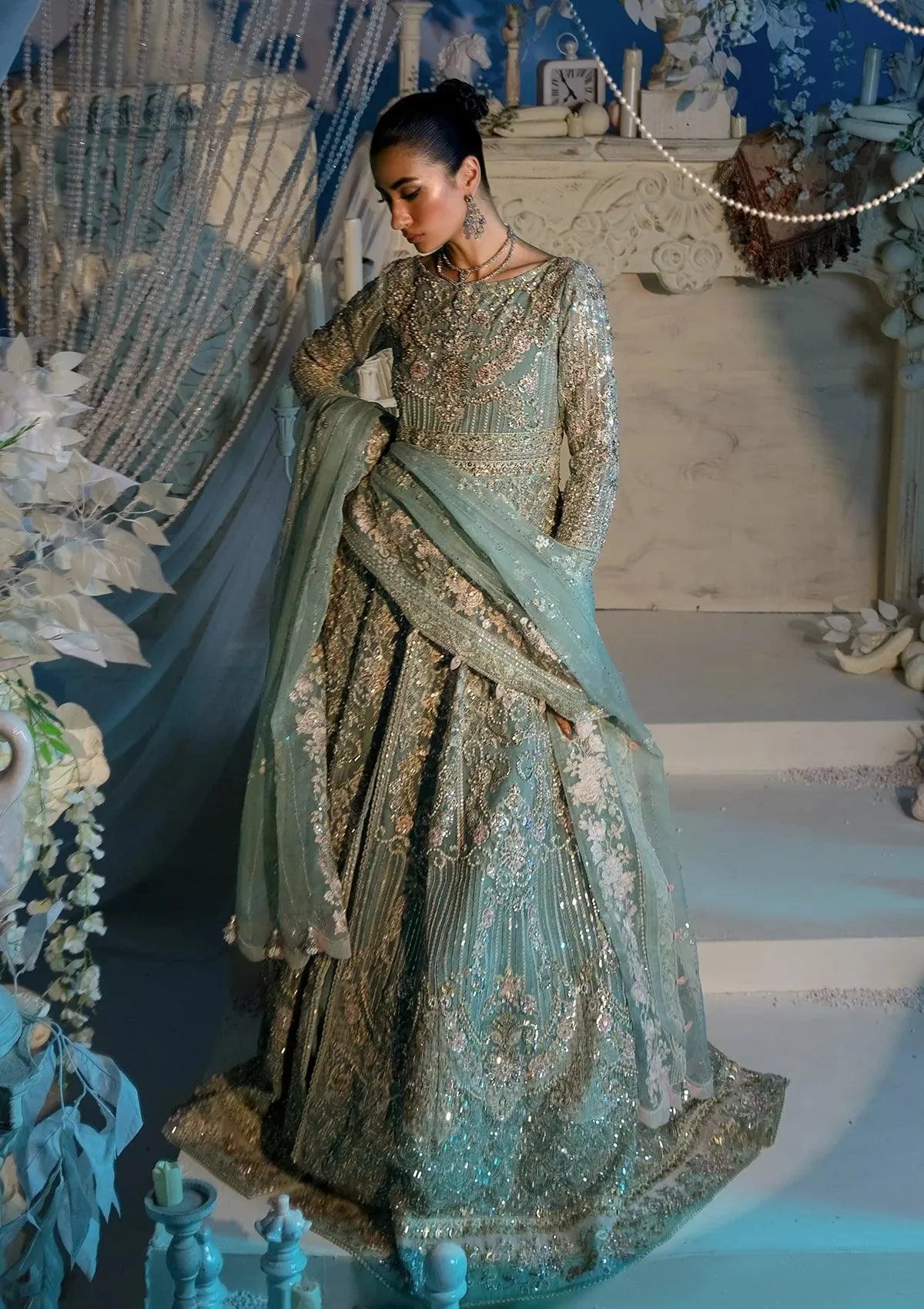 Elaf Premium | 3 Piece Unstitched Embroidered Organza | EFE-02-ELSA