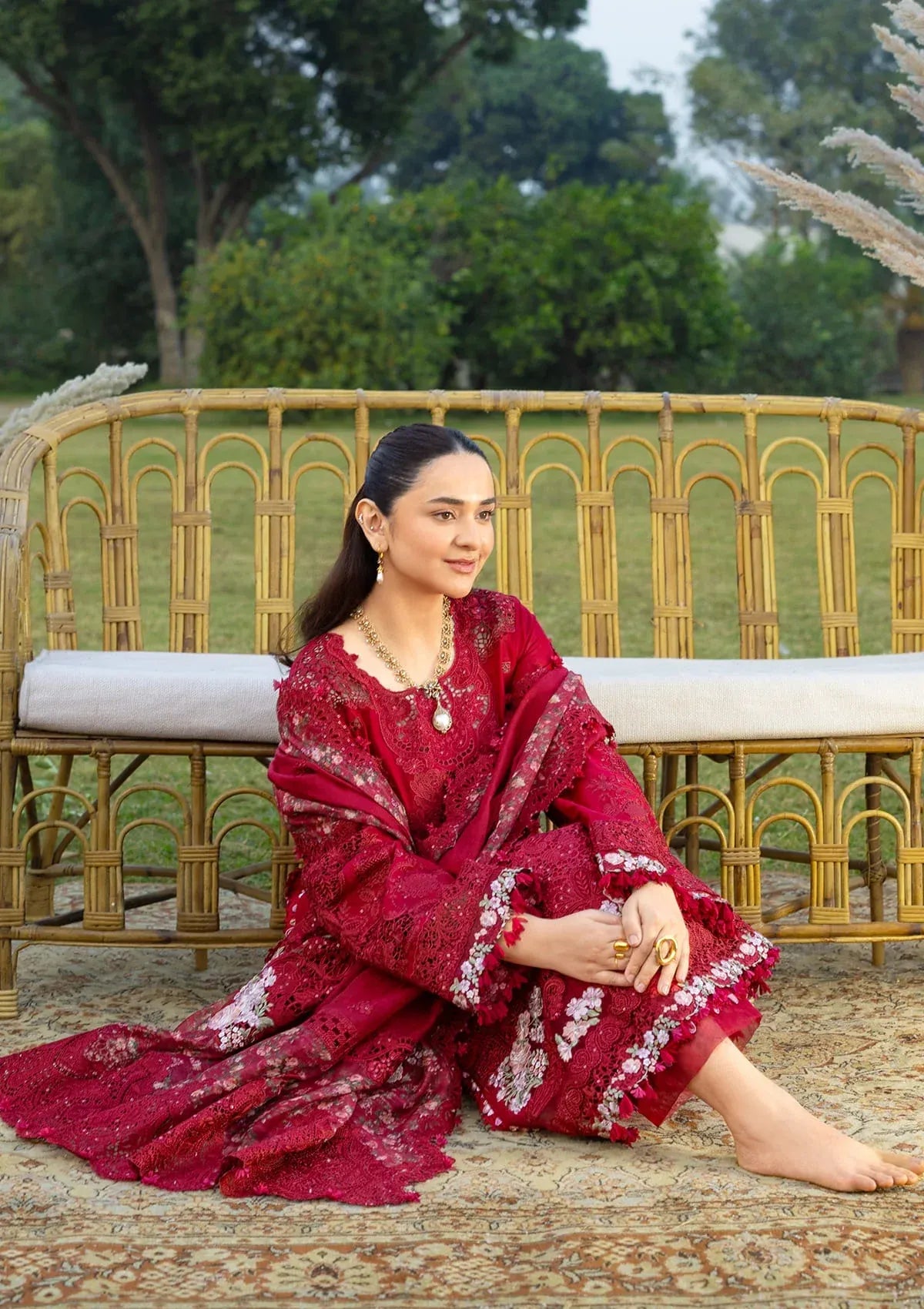 Elaf | 3 Piece Unstitched Embroidered Lawn | ELY-10 CHERIE LADY