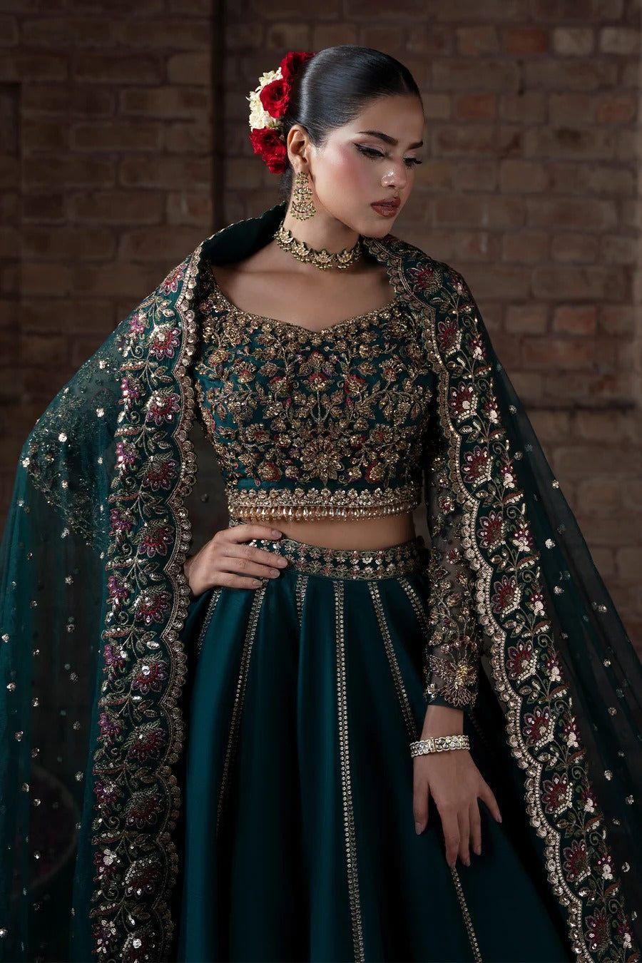 Mina Kashif | 3 Piece Unstitched Embroidered Korean Silk Bridal Dress | Fabiha