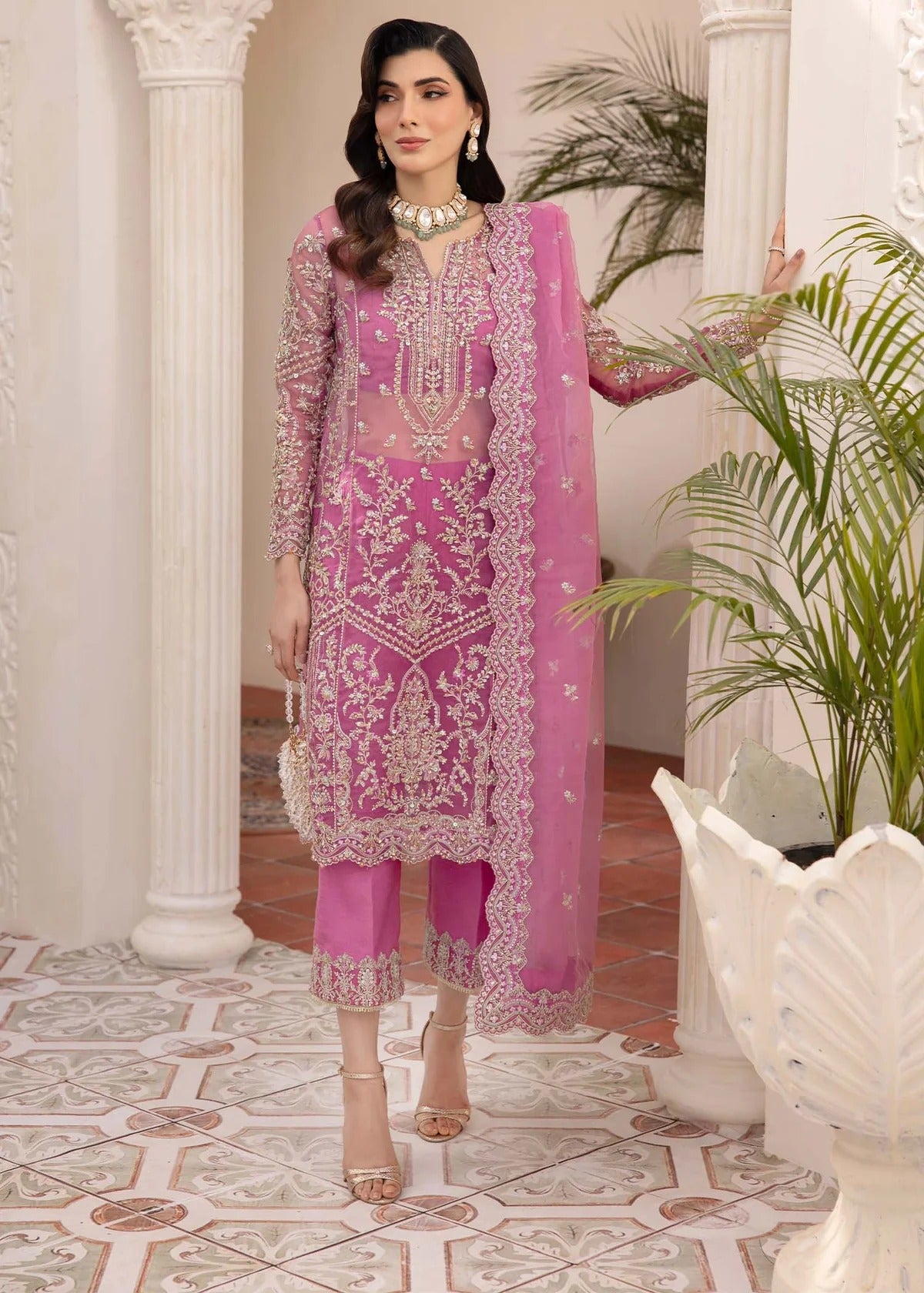 Kanwal Malik | 3 Piece Unstitched Embroidered Organza | Risha