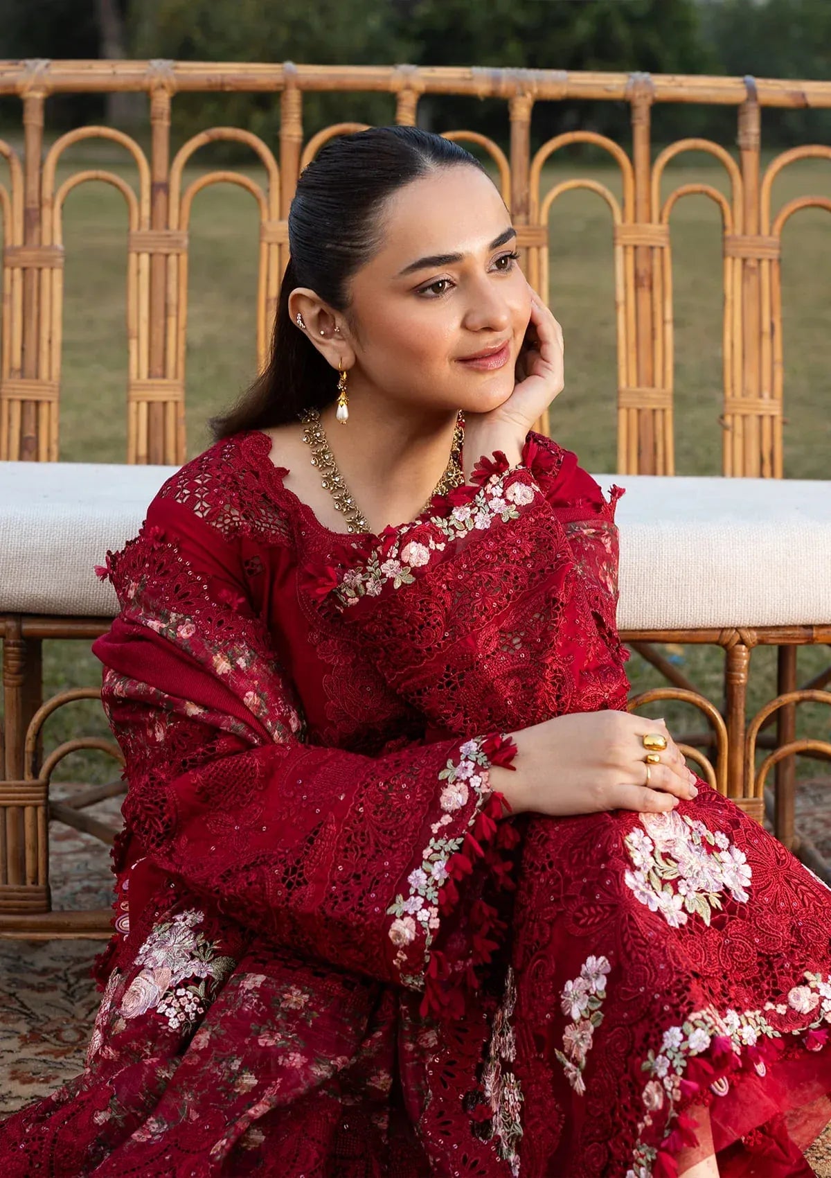 Elaf | 3 Piece Unstitched Embroidered Lawn | ELY-10 CHERIE LADY