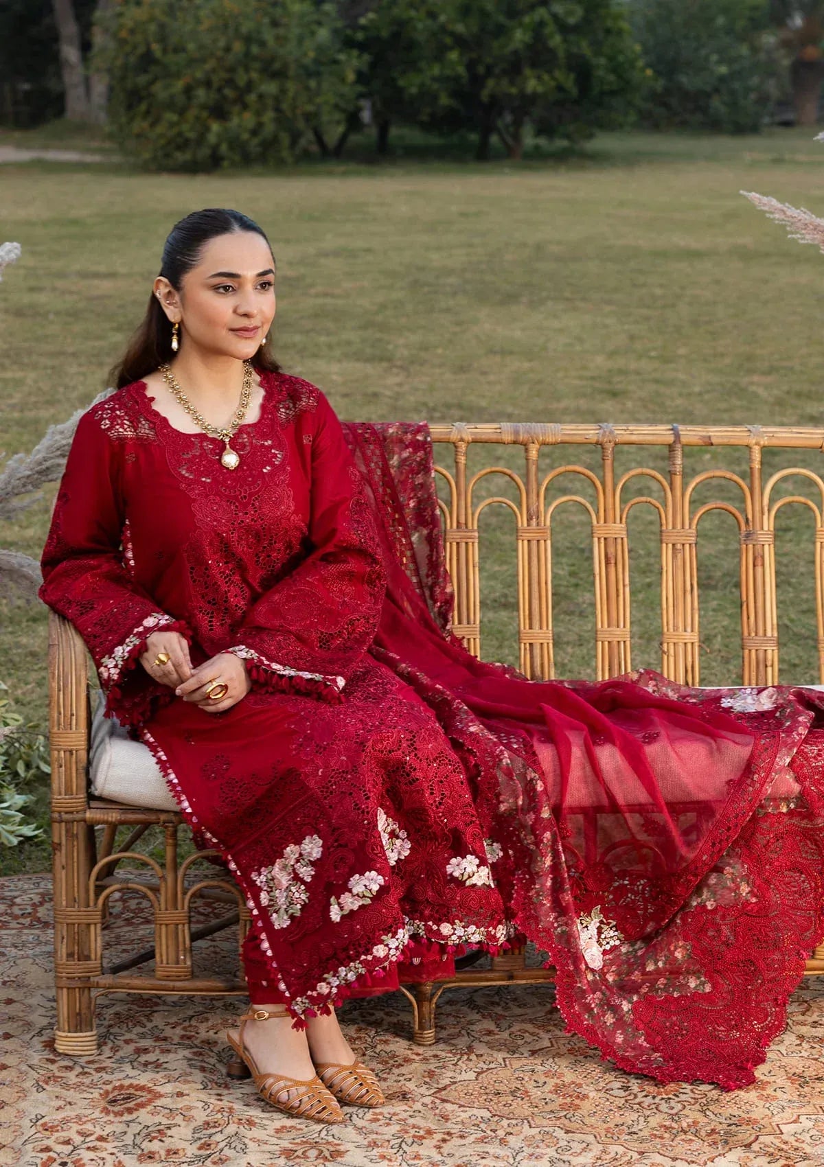 Elaf | 3 Piece Unstitched Embroidered Lawn | ELY-10 CHERIE LADY