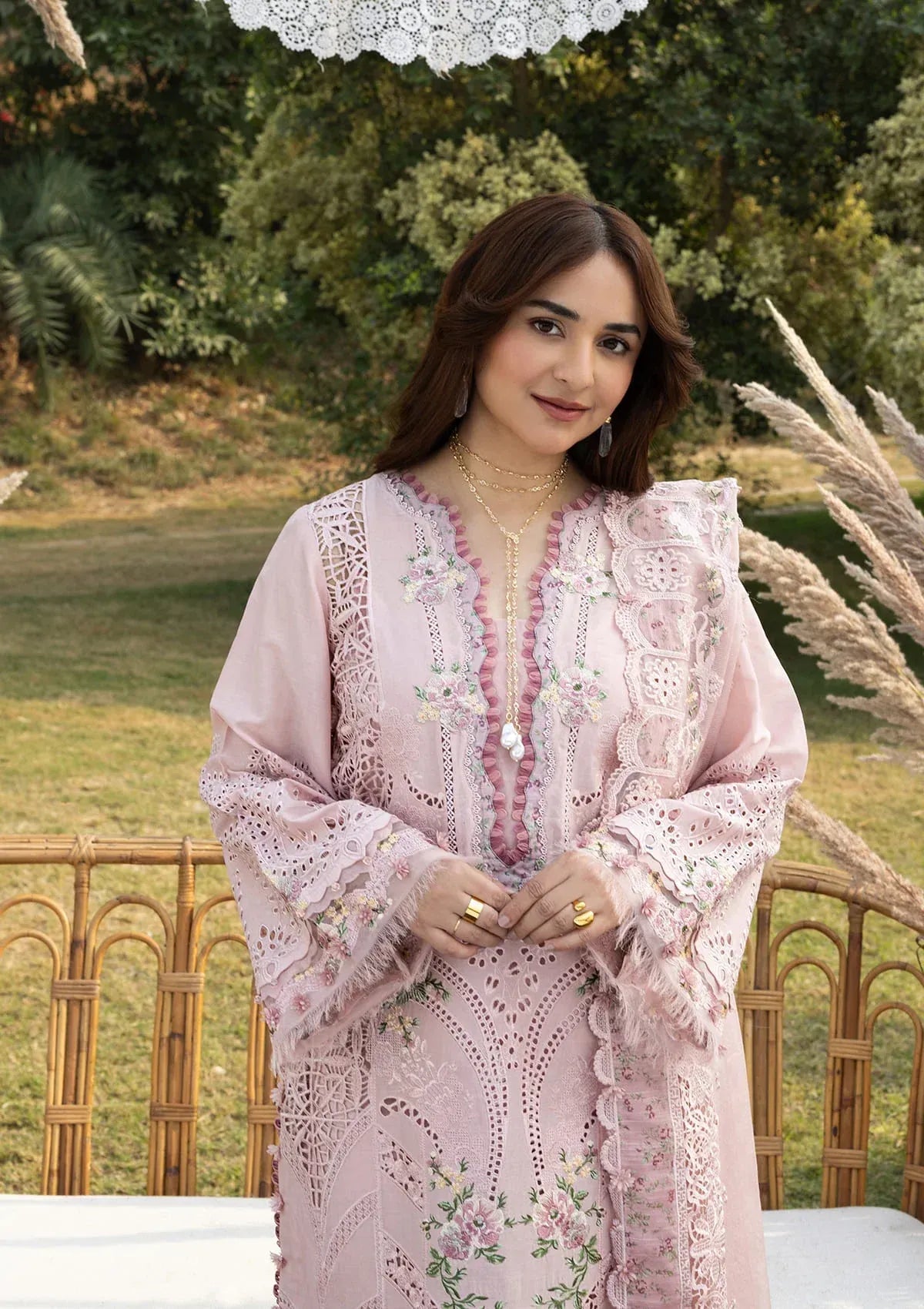 Elaf | 3 Piece Unstitched Embroidered Lawn | ELY-4A BLOOMING